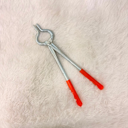 A06778 Heavy Duty Silver Kitchen Pakkad (Sandasi) with PVC Coated Red Handles (250g)