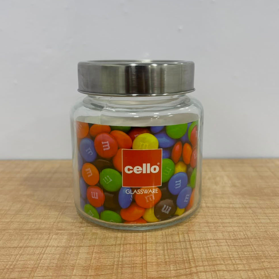 AM5163 CELLO Round Fresh Glass Storage Jar, 580ml (Set of 1)
