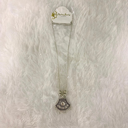 A06913 Women’s Oxidized Silver Boho Pendant Necklace with Long Chain