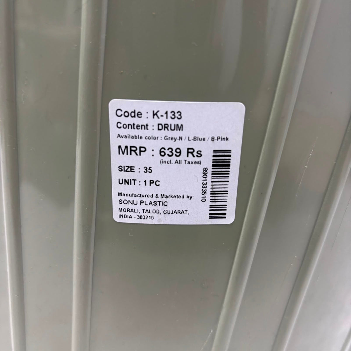 A06947 Plastic Storage Drum Bucket with Lid (Size 35 Ltr)