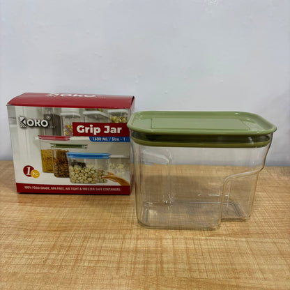 A06949 KOKO Airtight Plastic Grip Storage Jar Container (1600 ML)