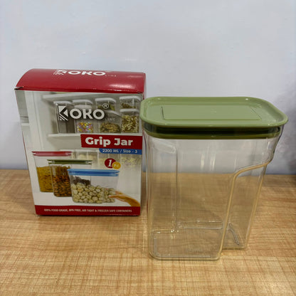 A06951 KOKO Airtight Plastic Grip Storage Jar Container (2200 ML)