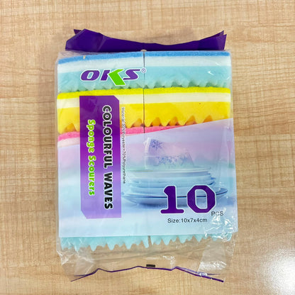A06966 Colourful Waves Sponge Scourers (Pack of 10)