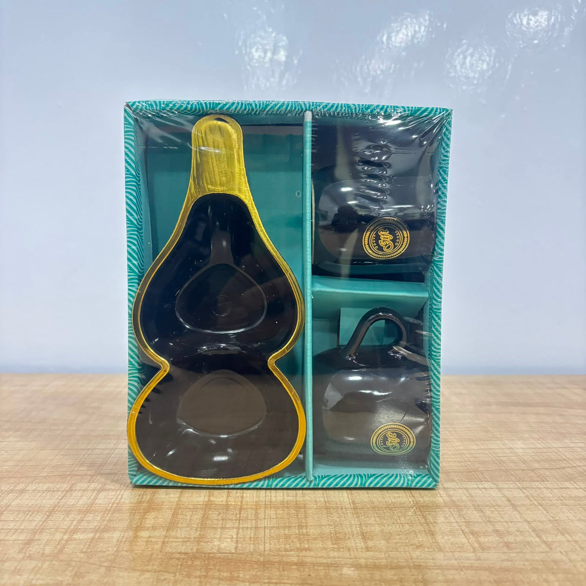 A06976 Mocha Cafe Ceramic Snack & Tea Set (3 Pieces - 2 Cups + 1 Tray)