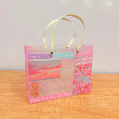 A07016 Aesthetic Frosted Plastic Gift Bag with Handles (255 x 200 x 95 mm)