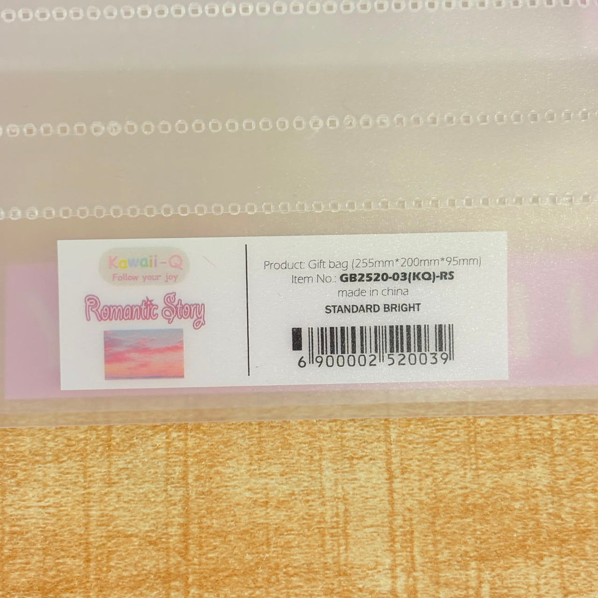 A07016 Aesthetic Frosted Plastic Gift Bag with Handles (255 x 200 x 95 mm)