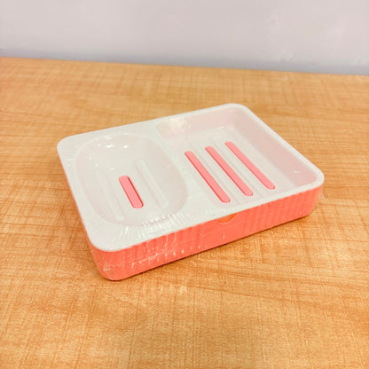A07035 Square Line Dual-Compartment Plastic Soap & Sponge Dish Tray