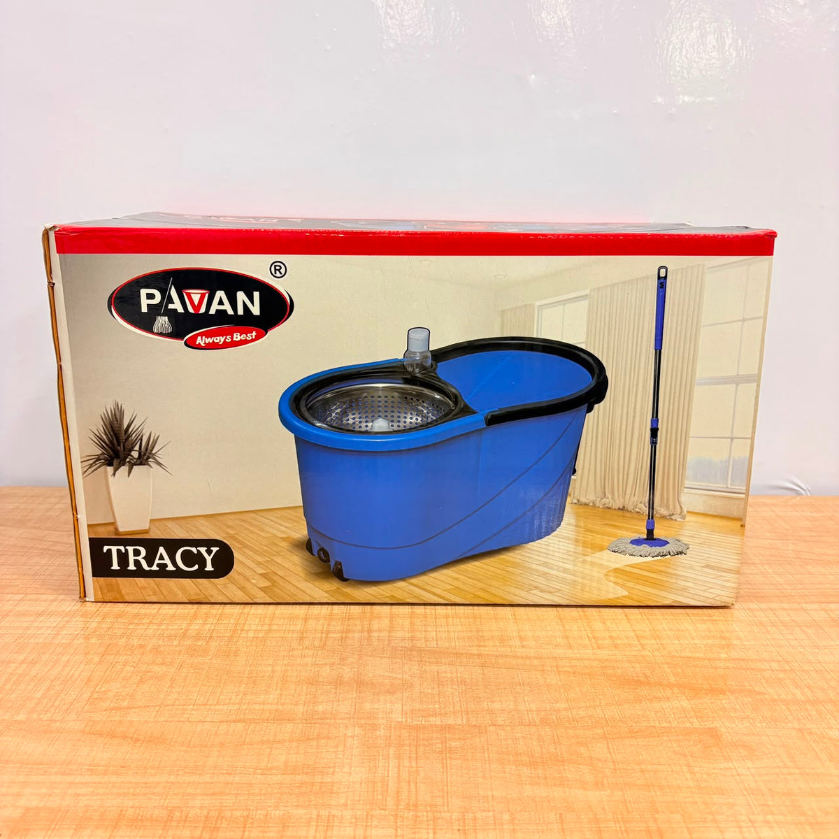A07037 Tracy Spin Mop Set with Stainless Steel Dryer Basket & Extendable Handle