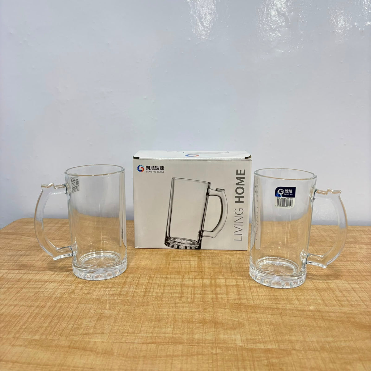 A07076 Langxu Glass Beer Mugs Set (500ml / 16.9oz) - 2 Pieces [LXZB02]