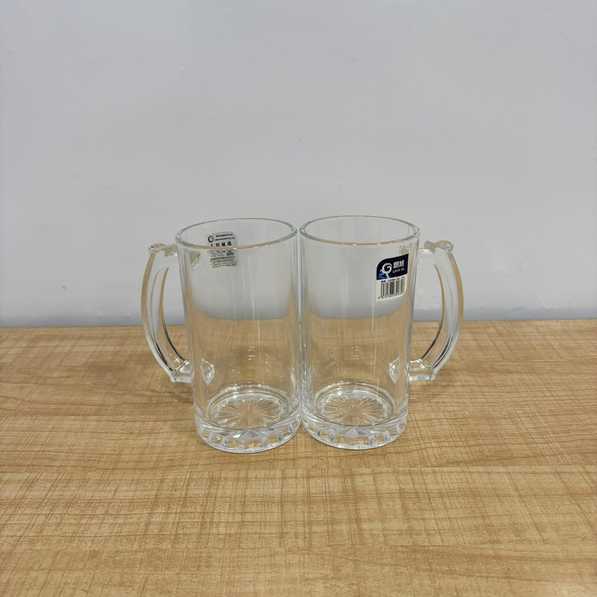 A07076 Langxu Glass Beer Mugs Set (500ml / 16.9oz) - 2 Pieces [LXZB02]