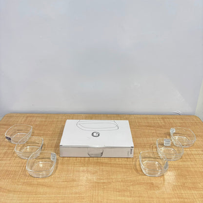 A07080 Lang Xu Glass Clear Square Serving Bowls Set (6 Pieces) [LXW132-1]
