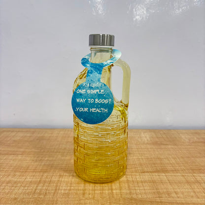 A07084 KARBON Glass Water Bottle with Side Handle & Airtight Metal Cap (1039BG-1100ML)