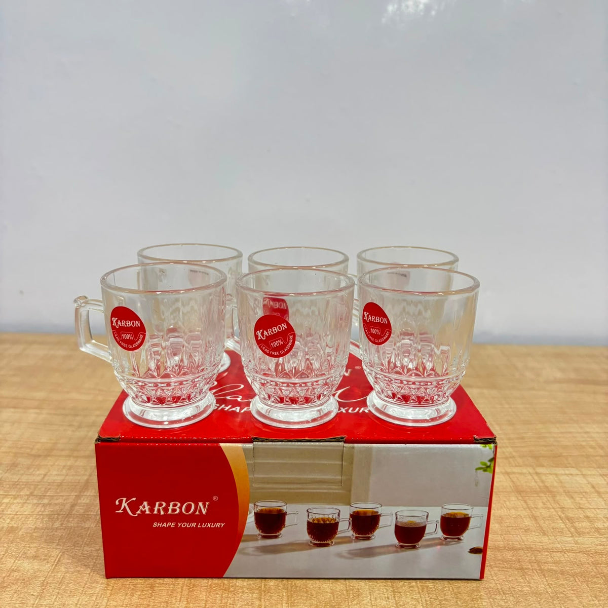 A07086 KARBON Glass Tea & Coffee Cup Set with Handle (Set of 6) [SMTC345]