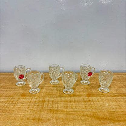 A07088 Karbon Crystal Clear Fish Scale Pattern Glass Tea Cup Set (Pack of 6) [KRZB406]