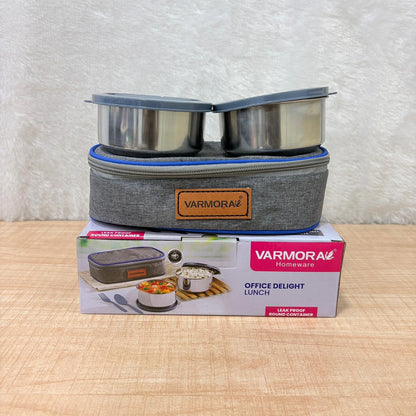 AM6789 Delight Office Lunch Box for Men and Women, 2 Steel Containers, 300ml Each