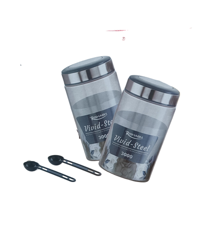 AM2637 Rishabh vivid steel 3000 Container 2 Pcs Set with spoon