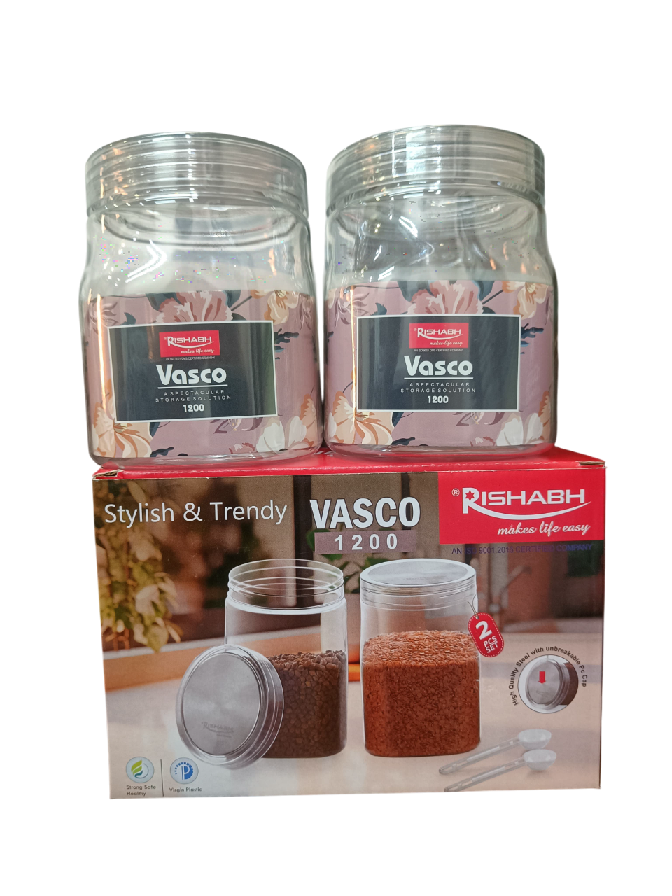 AM2640 Rishabh Vasco 1200 stylish & Trendy Pet container 2pcs with Spoon