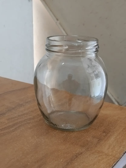 AM3012 Matka Shape Glass Jar Transparent Container Air Tight Golden Lid