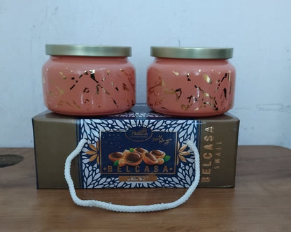 AM3068 Belcasa jars tableware Small Round Printed Glass Jar Set