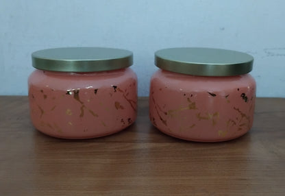 AM3068 Belcasa jars tableware Small Round Printed Glass Jar Set