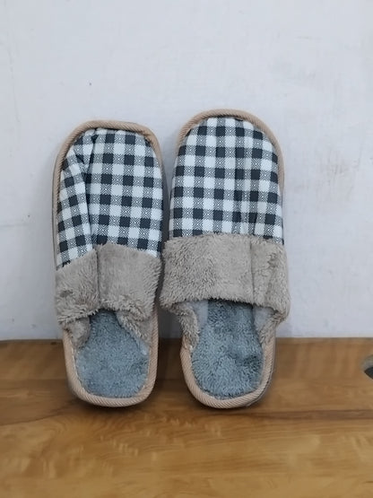 AM2429 Winter Cozy Plaid Slippers Men & Women Size- 44, 45  – Soft, Warm & Stylish -Multicolour