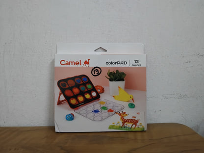 AM3307 Camel ColorPad Watercolor Cake with Paint Brush 12 Shade