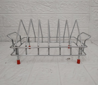 AM3522 SS Plate Stand With Handle No.6 Kitchen Rack Organizer for Home