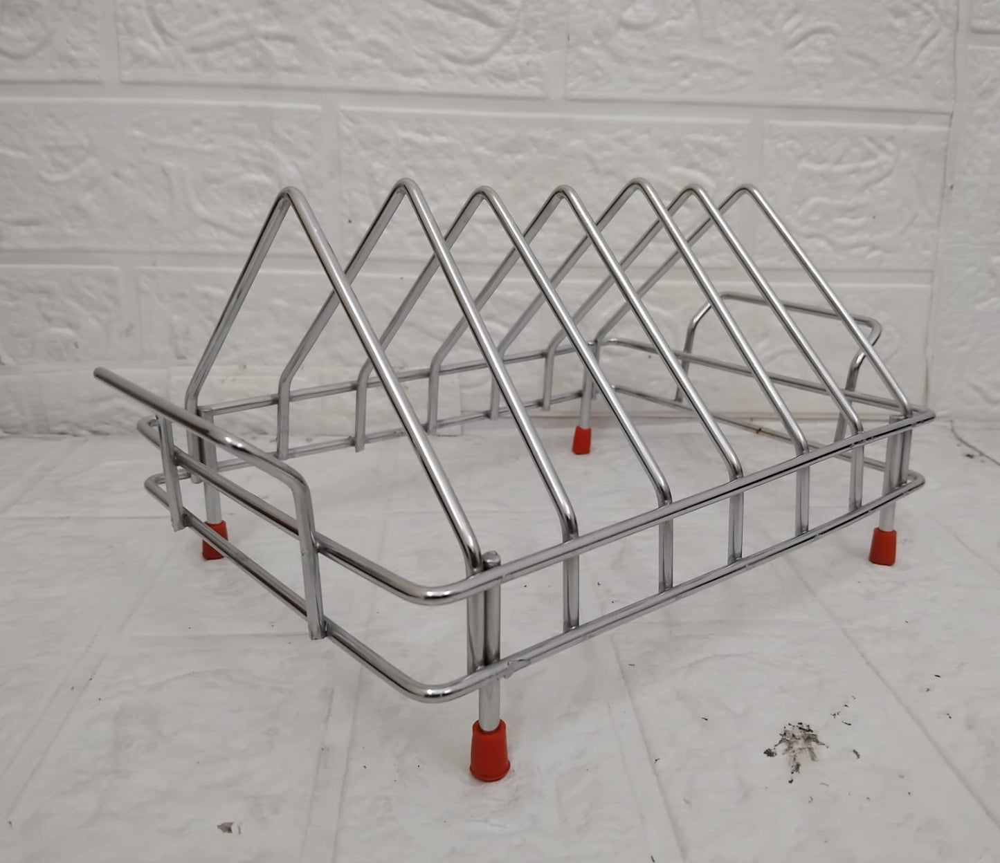 AM3523 SS Plate Stand With Handle No.8 Kitchen Rack Organizer for Home