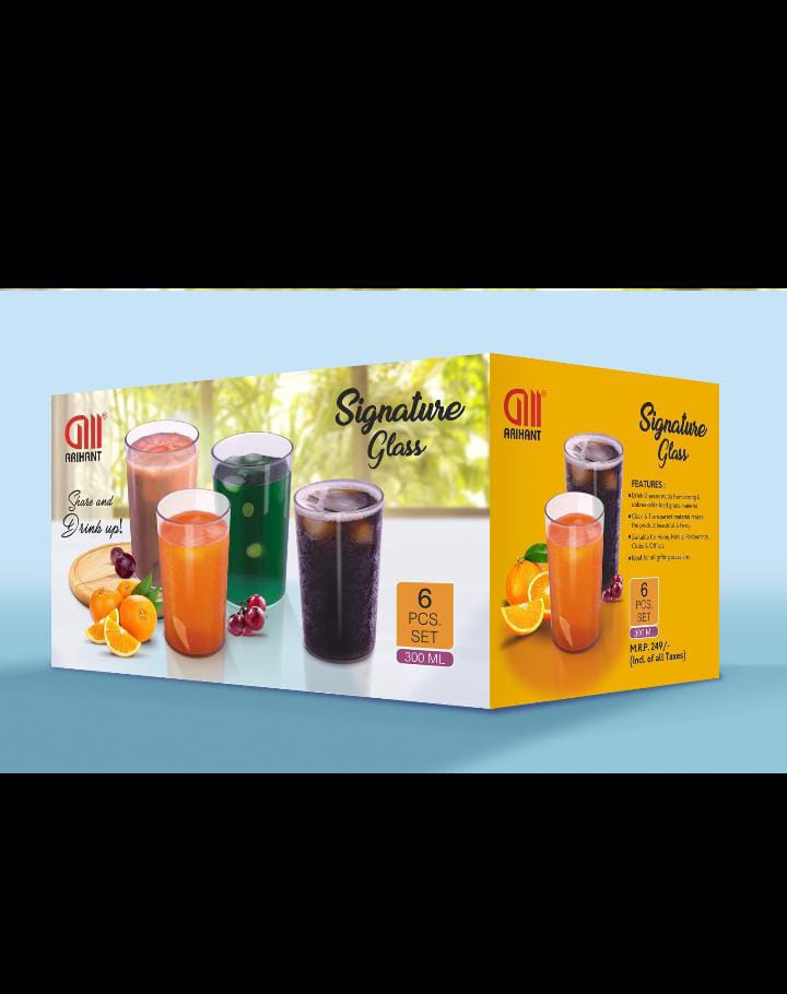 AM3810 Plastic Signature Glass Set (300 ML, 6 Pieces)