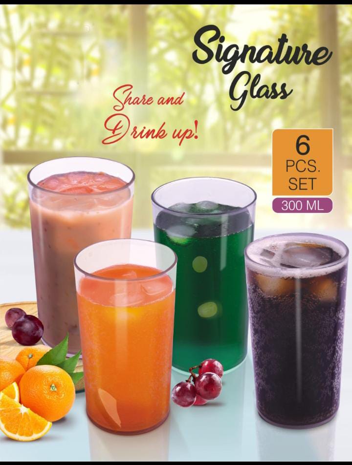 AM3810 Plastic Signature Glass Set (300 ML, 6 Pieces)