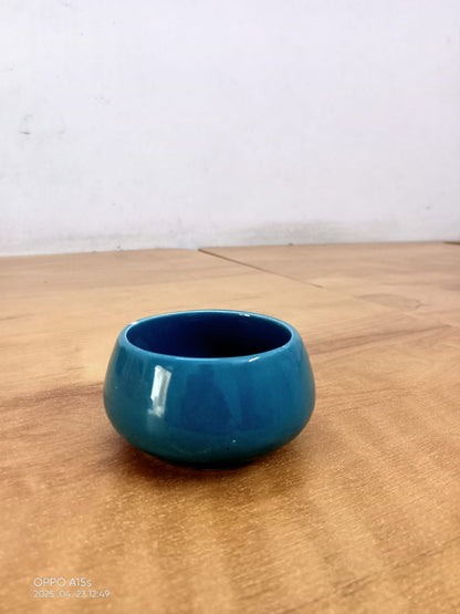 AM5081 Teal Ceramic Chutney Dip Bowls for Serving - 1 Pcs ( Mix Design )