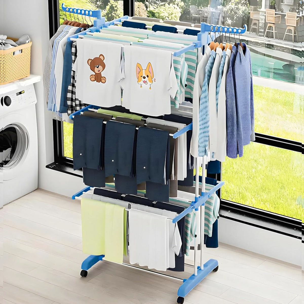 AM5608 UMA Modular 3 Tier Cloth Drying Stand Rack - Adjustable Cloth Drying Rack for Indoor,Outdoor