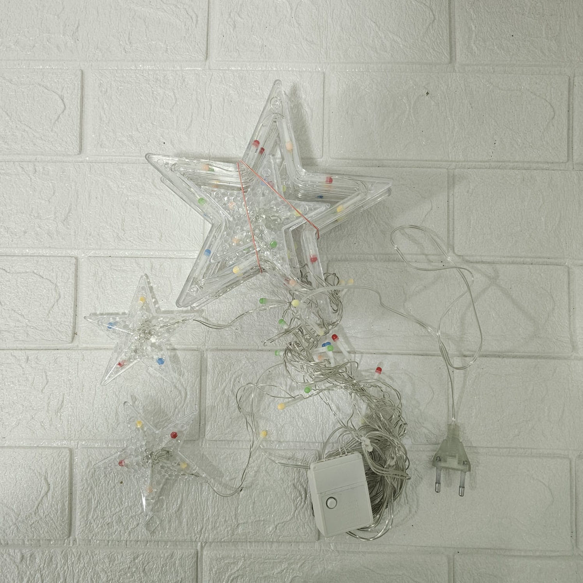 Di0063 12 Stars LED Curtain String Lights with Flashing Modes -  6x6 (Rgrb)