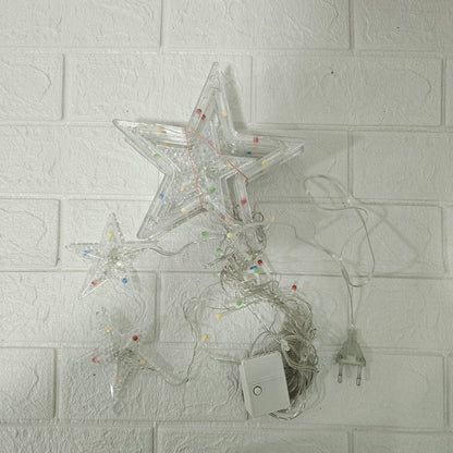 Di0063 12 Stars LED Curtain String Lights with Flashing Modes -  6x6 (Rgrb)