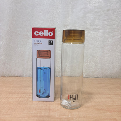 AM0665 CELLO PREMIUM H2O Glass Fridge Water Bottle with Plastic Cap 920ml