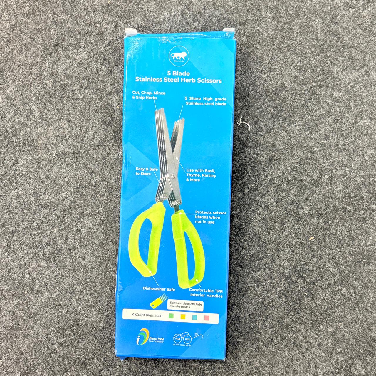 1563 Multifunction Vegetable Stainless Steel Herbs Scissor with 5 Blades