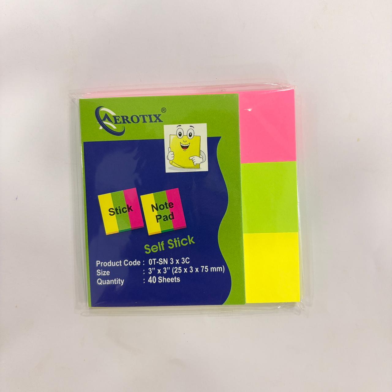 AM0433 JC  3" X 3" Multicolour Sticky Notes (Pack of 1, 100/50 Sheets per pad)