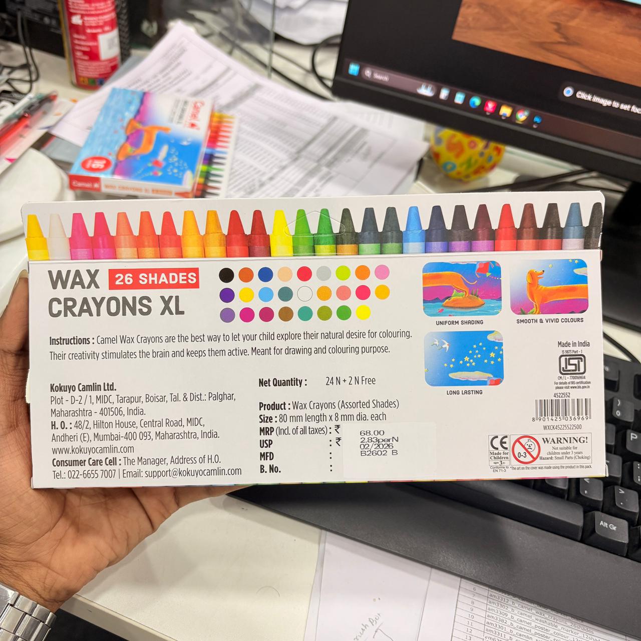 AM3312 Camel Wax Crayons Extra Long 26 Shades