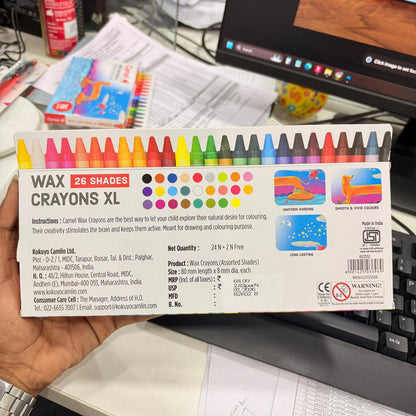AM3312 Camel Wax Crayons Extra Long 26 Shades