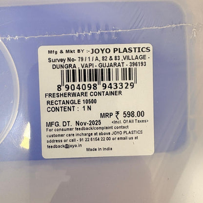 AM0518 Fresherware Rectangular Smart Modular Kitchen Storage Plastic Container 10.5 Litres (10500 ml)(Pack of 1)