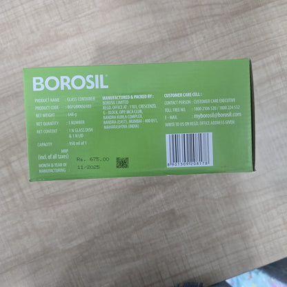 AM6197 Borosil Klip N Store Round Glass Container - 950 ml with Air Tight Lid