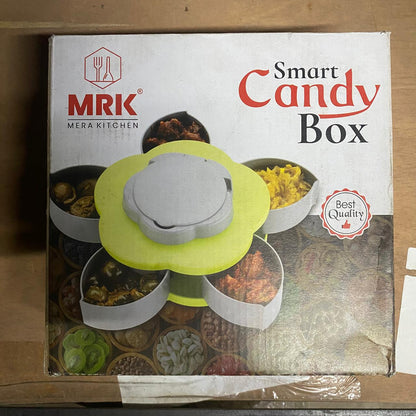 0634 Plastic Smart Candy Box Serving Rotating Tray Spice Storage