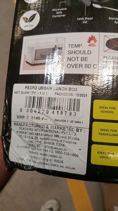 AM2229 Pexpo Urban Lunch Box with 3 Containers 350ml, Bottle 750ml ,1 Spoon & ElegantBag