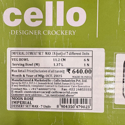 Di0229 Cello Crockery Imperial Plus Dessert Set – 7 Pcs (Oxford Design)
