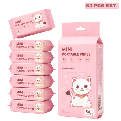 AM6413 Mini Baby Wipes Disposable Portable Pocket Water Wipes (64 Wipes X 1 Pack)