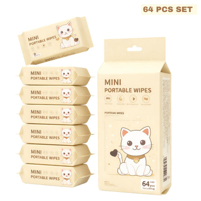 AM6413 Mini Baby Wipes Disposable Portable Pocket Water Wipes (64 Wipes X 1 Pack)