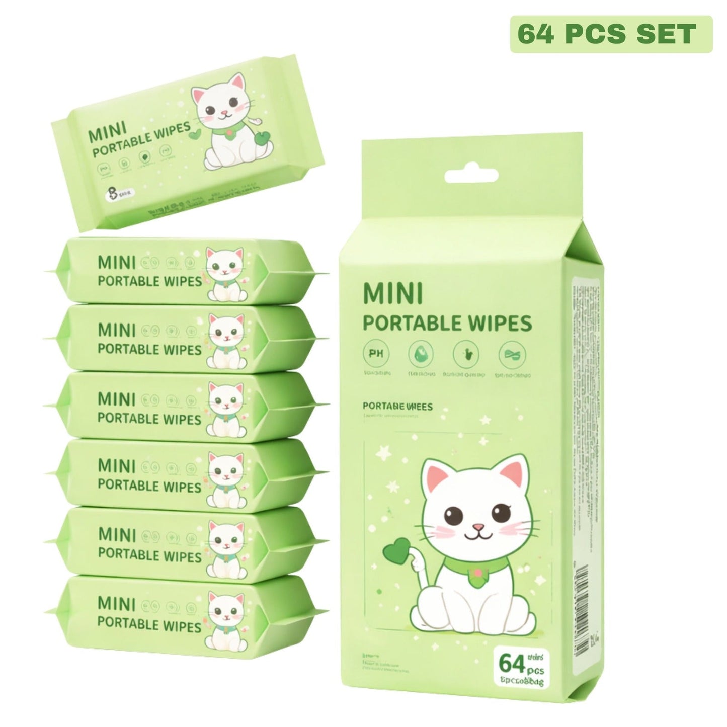 AM6413 Mini Baby Wipes Disposable Portable Pocket Water Wipes (64 Wipes X 1 Pack)