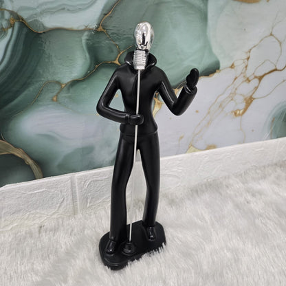 AM6133 Modern MicMan Singer Figurine Showpiece – White & Silver Decorative Idol
