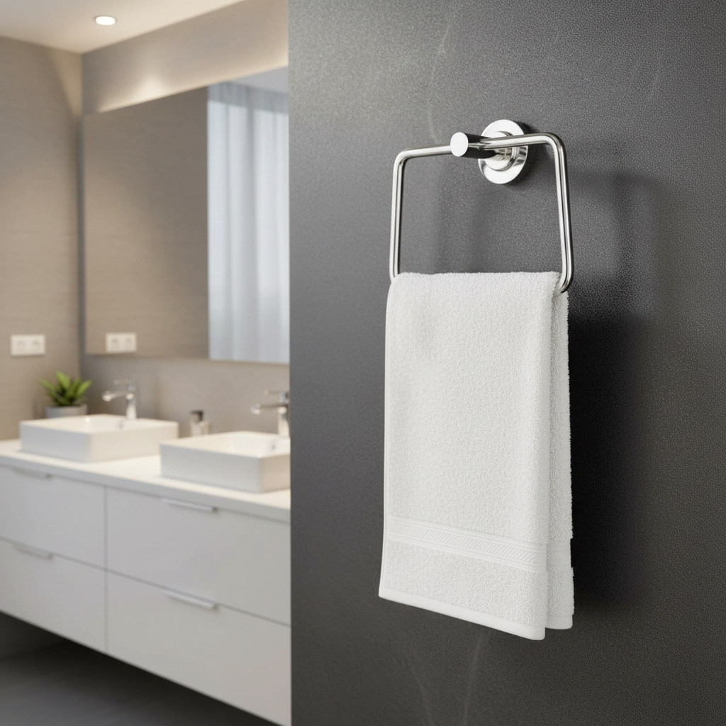 AM7470 Modern APPLE Chrome Wall-Mounted Towel Ring