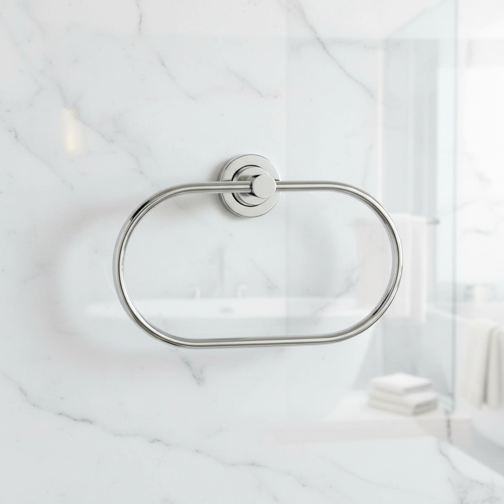 AM7471 Modern Oval Chrome Wall-Mounted Towel Ring